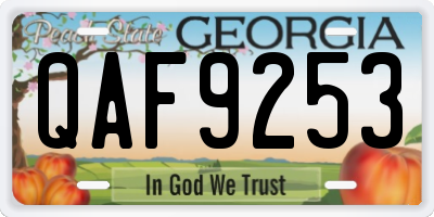GA license plate QAF9253