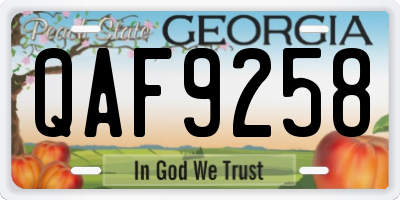 GA license plate QAF9258