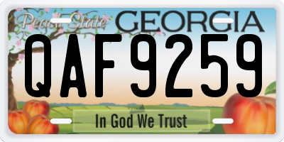 GA license plate QAF9259