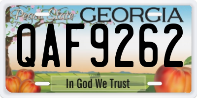 GA license plate QAF9262