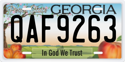 GA license plate QAF9263
