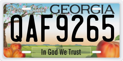 GA license plate QAF9265
