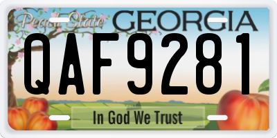 GA license plate QAF9281