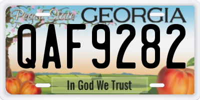 GA license plate QAF9282