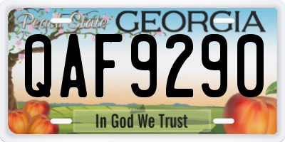 GA license plate QAF9290