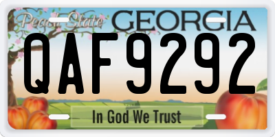 GA license plate QAF9292
