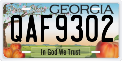 GA license plate QAF9302