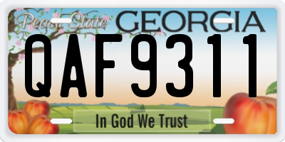 GA license plate QAF9311