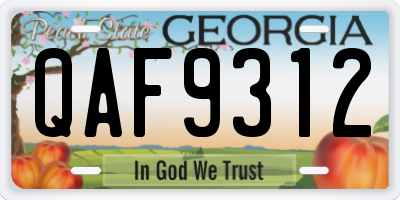 GA license plate QAF9312