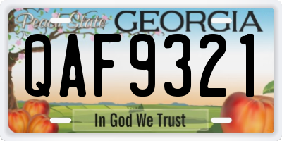 GA license plate QAF9321