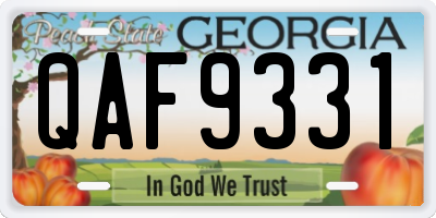 GA license plate QAF9331