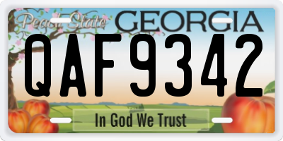 GA license plate QAF9342