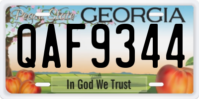 GA license plate QAF9344