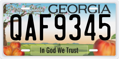 GA license plate QAF9345