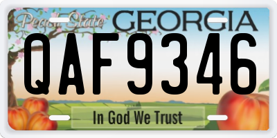 GA license plate QAF9346