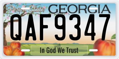 GA license plate QAF9347