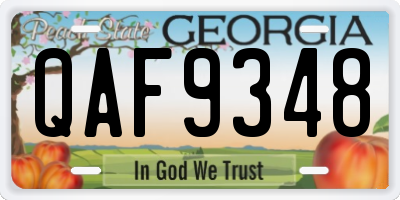 GA license plate QAF9348