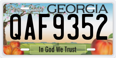 GA license plate QAF9352