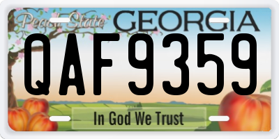 GA license plate QAF9359