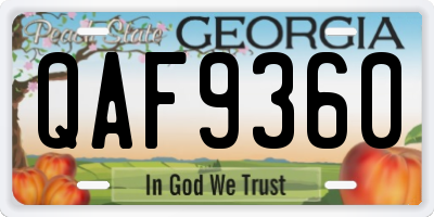 GA license plate QAF9360