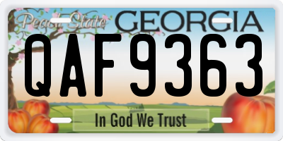 GA license plate QAF9363