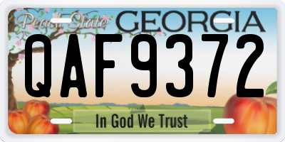 GA license plate QAF9372