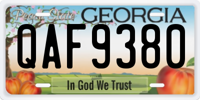 GA license plate QAF9380