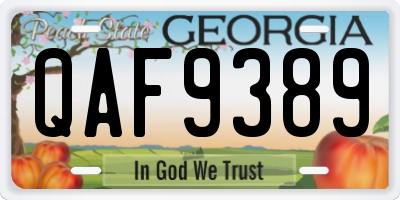 GA license plate QAF9389