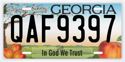 GA license plate QAF9397