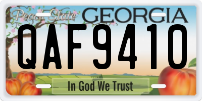 GA license plate QAF9410