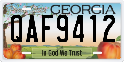 GA license plate QAF9412