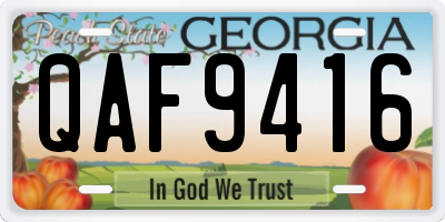 GA license plate QAF9416
