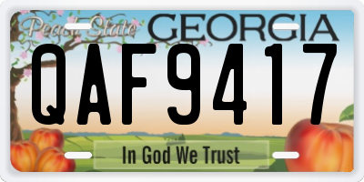 GA license plate QAF9417