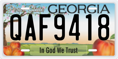 GA license plate QAF9418