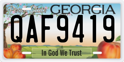 GA license plate QAF9419