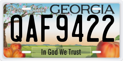 GA license plate QAF9422
