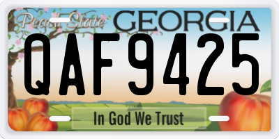 GA license plate QAF9425