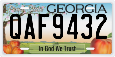 GA license plate QAF9432