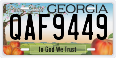 GA license plate QAF9449