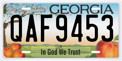 GA license plate QAF9453