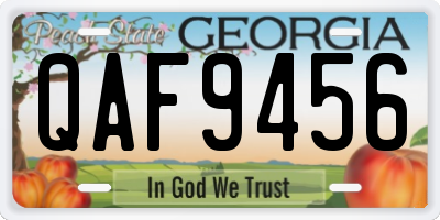 GA license plate QAF9456