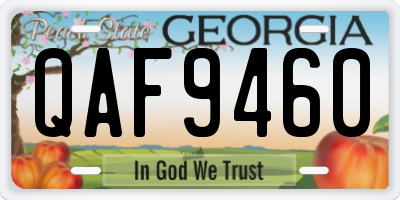 GA license plate QAF9460