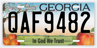 GA license plate QAF9482