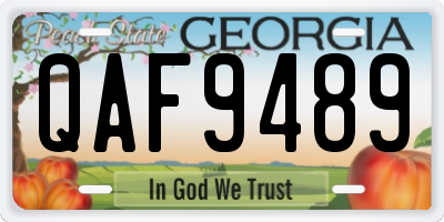 GA license plate QAF9489