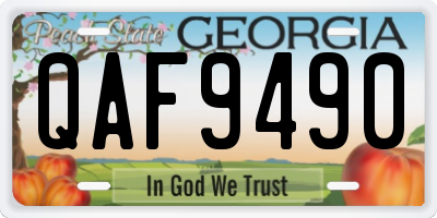 GA license plate QAF9490