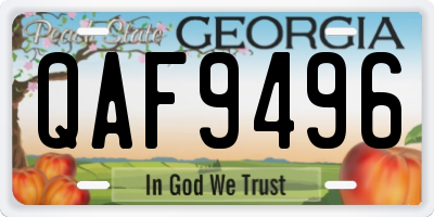 GA license plate QAF9496