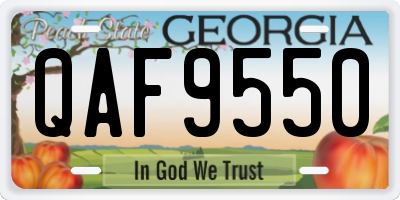 GA license plate QAF9550
