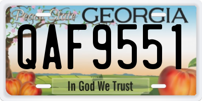 GA license plate QAF9551