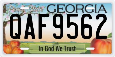 GA license plate QAF9562