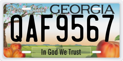 GA license plate QAF9567